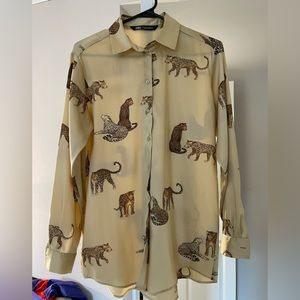 Zara Gold Leopard Button Down